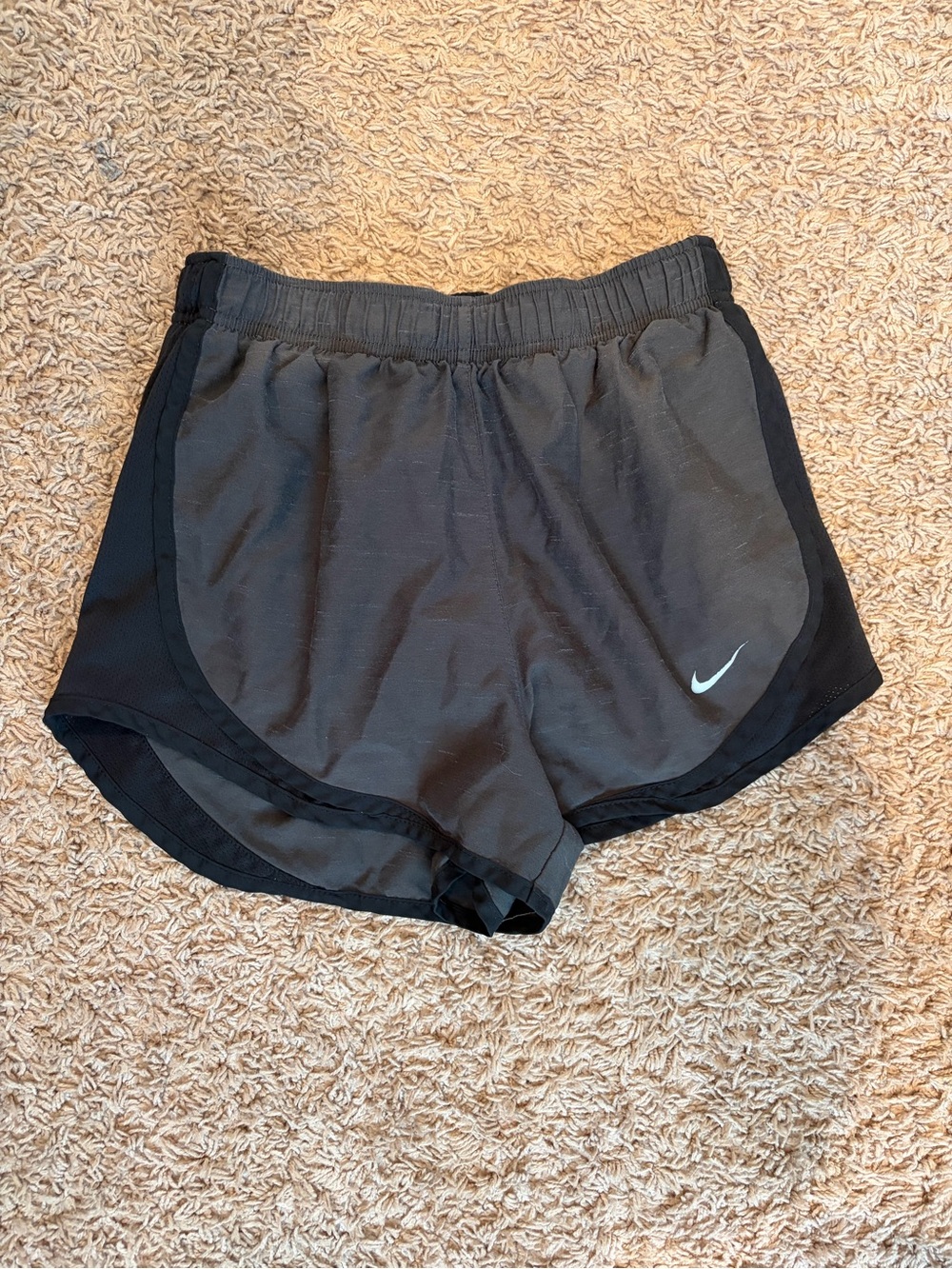 Nike Women's Black Athletic Shorts with White Swoosh